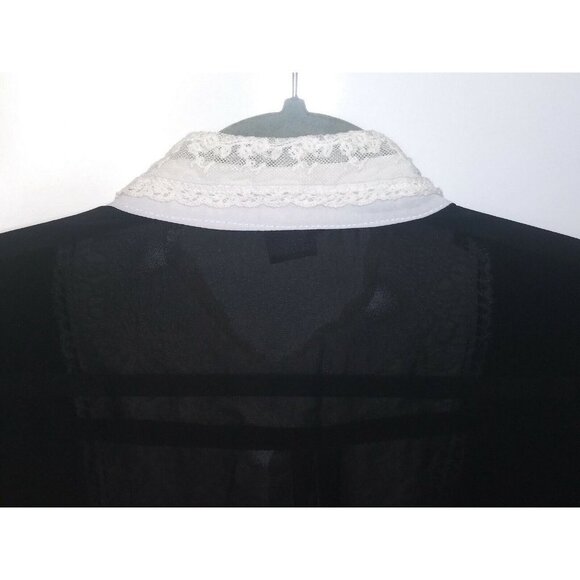 Secretary blouse Black w/ivory lace collared retro Victorian vintage style 60s - Picture 6 of 6